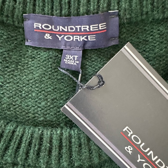 NWT Roundtree & Yorke 3XT 3XLT  Big Tall Pine Wool Blend Fisherman Style Sweater - Picture 7 of 9